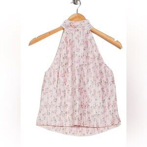 Floral Halter Neck Pleated Tank
